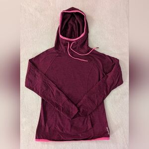 Reebok Womens Play Warm Athletic Long Sleeve Pullover Hoodie Purple Size Small